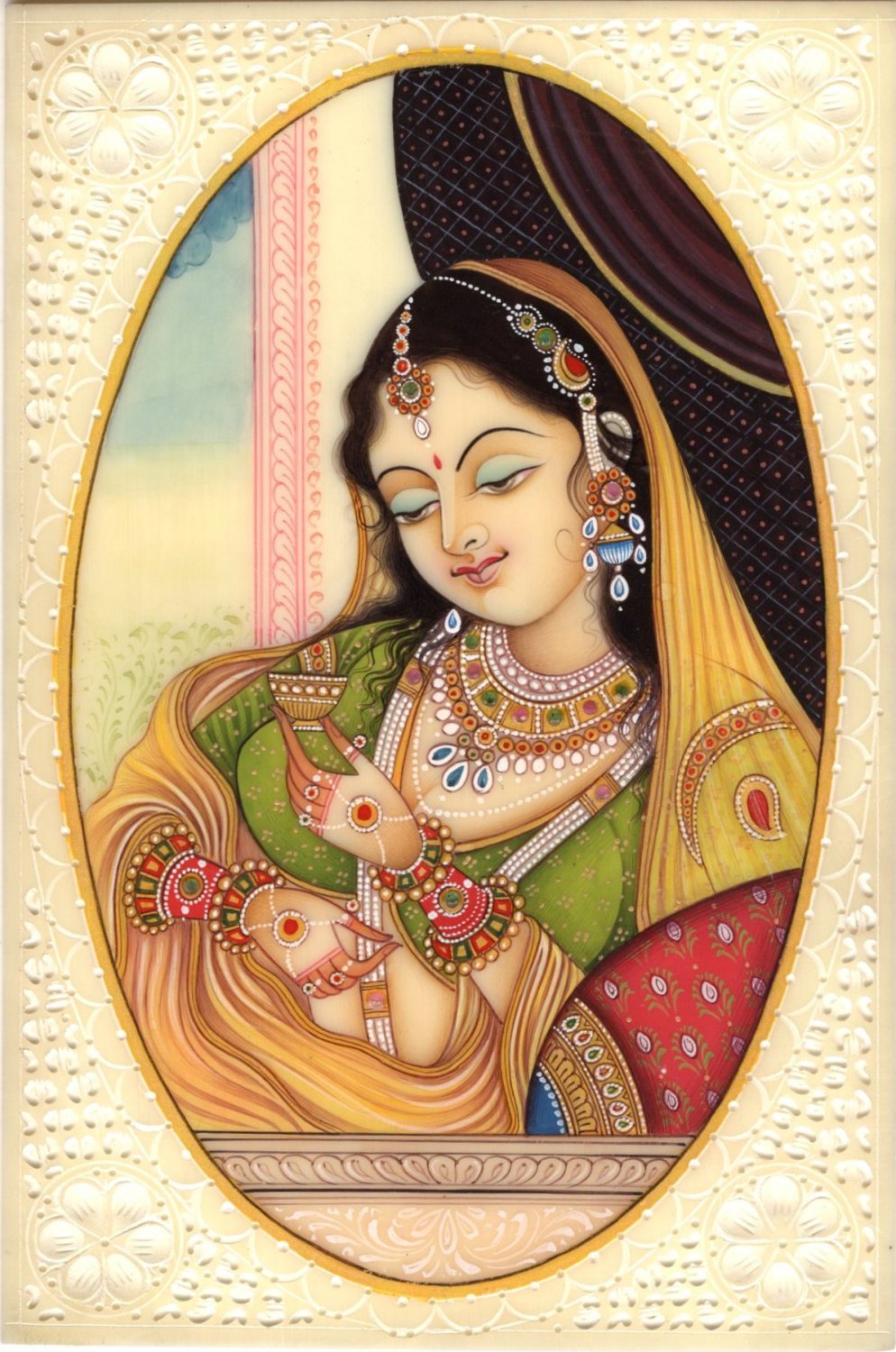 indian-miniature-painting-rajasthani-lady-princess-handmade-portrait