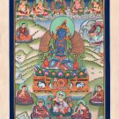 Thangka Painting Handmade Adi Buddha Vajradhara with Buddhist Siddhas Thanka Art