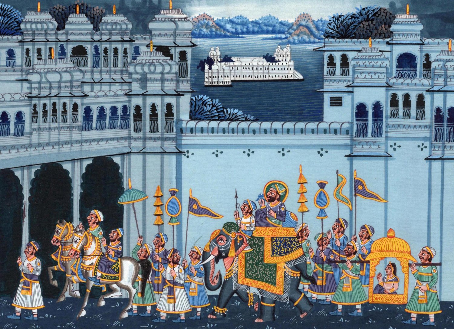 Rajasthani Miniature Art Handmade Indian Royal Maharaja Procession Folk