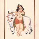 Kumara Bala Krishna Art Handmade Hindu Deity Watercolor Miniature Folk Painting