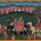 Rajasthani Indian Miniature Painting Handmade Royal Maharaja Procession Folk Art