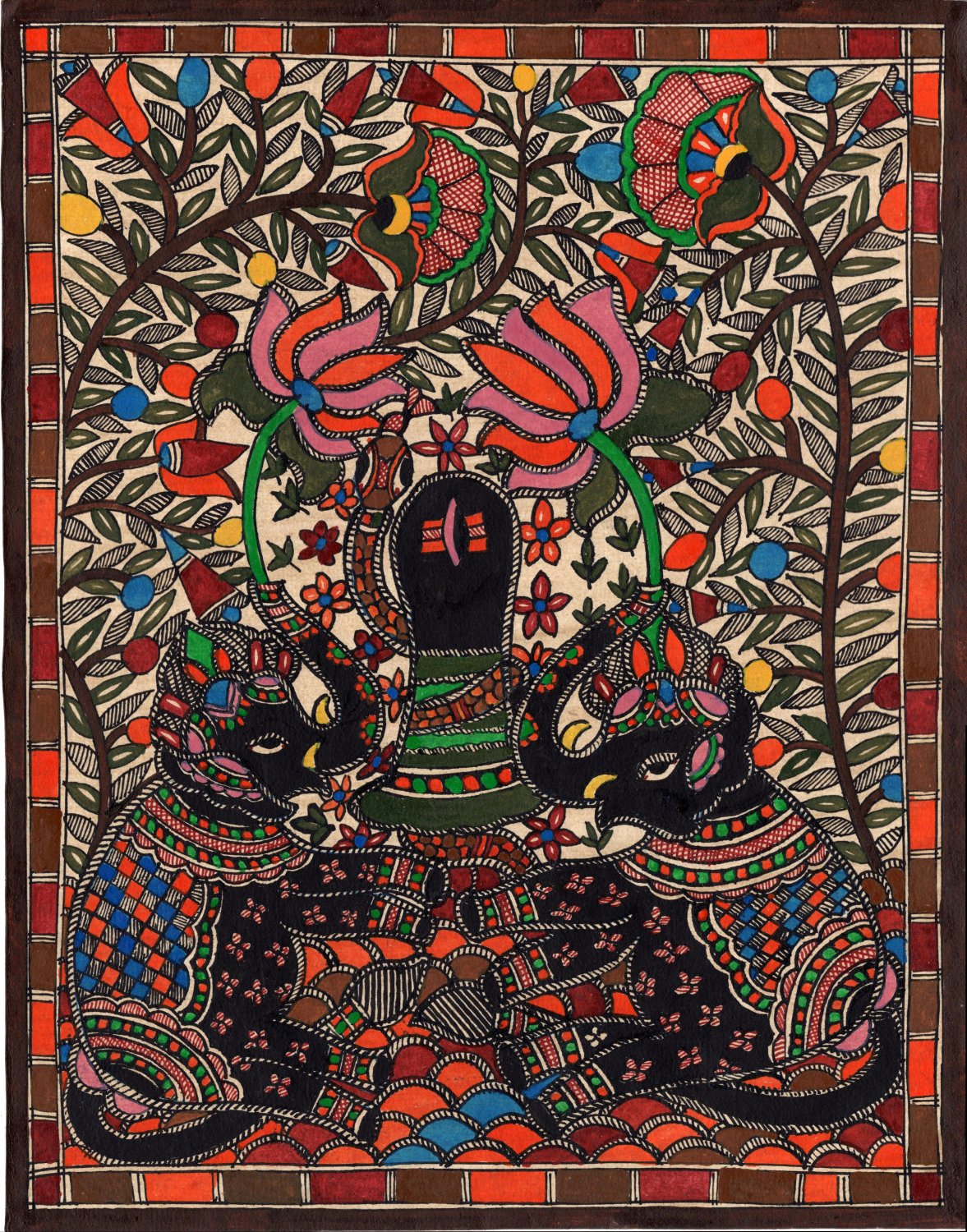 Madhubani Krishna Folk Painting Handmade Indian Tribal Mithila Bihar Ethnic  Art