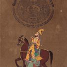 Rajasthani Maharaja Miniature Portrait Art Handmade Indian Equestrian Painting