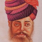 Rajasthani Miniature Painting Handmade Indian Rajput Turban Pagri Portrait Art