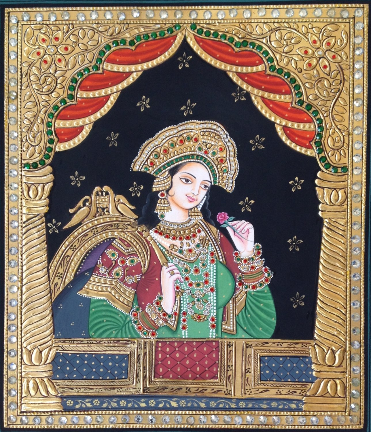 Tanjore Shah Jahan Mumtaz Mahal Painting Handmade Indian Thanjavur