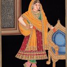 Indian Maharani Queen Miniature Painting Handmade Rajput Rajasthani Embossed Art