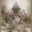 Sri Ganesh Ganesha Miniature Painting Handmade India Hindu Religion Paper Art