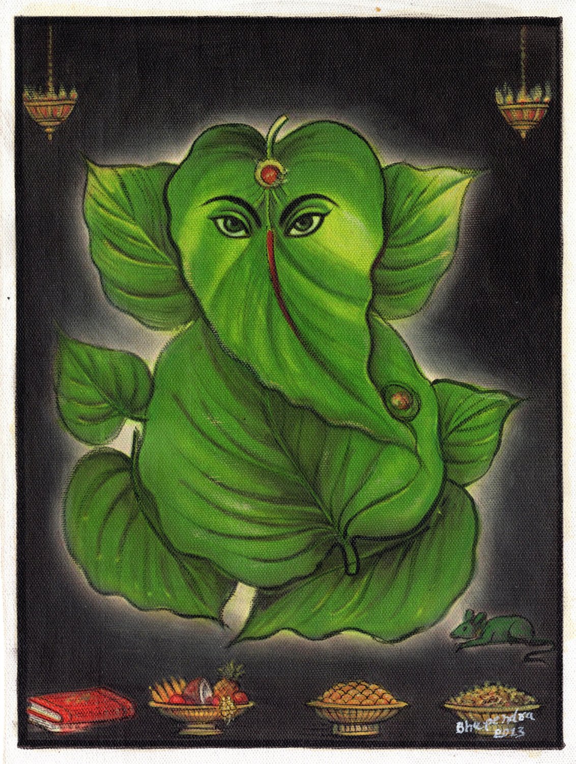 How to Draw Leaf Ganesha Drawing Step by step - YouTube