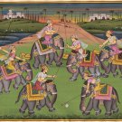 Rajasthan Women Elephant Polo Miniature Art Handmade Indian Royal Sport Painting