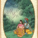 Krishna Radha Relationship Painting Handmade Hindu Deity Miniature Drawing Art