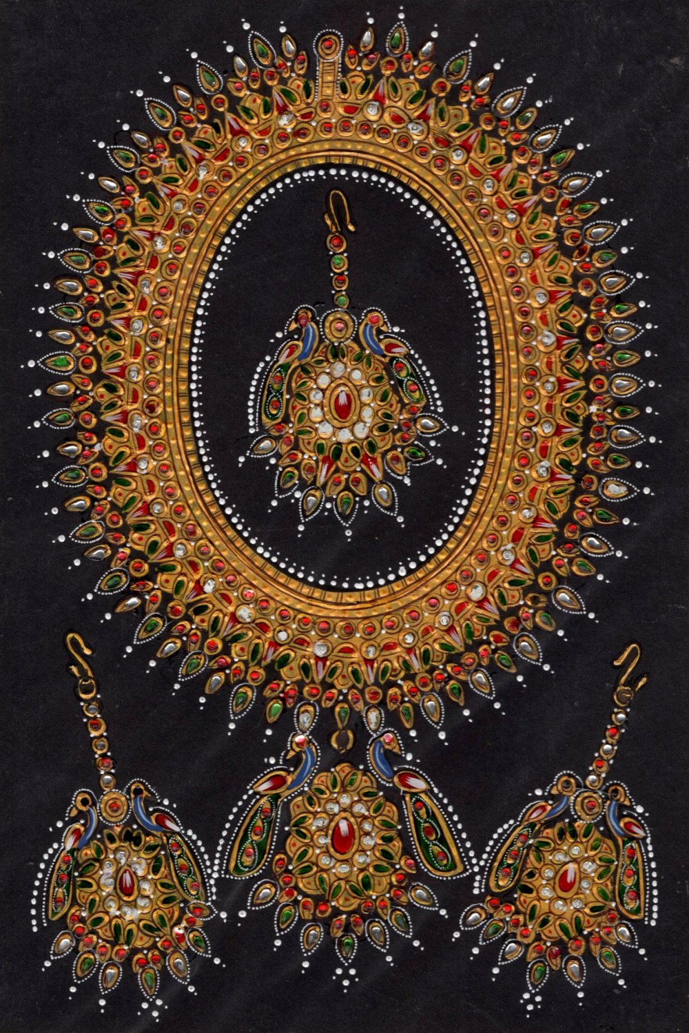 Rajasthani Jewelry Painting Handmade Decorated Embossed Indian Ornament