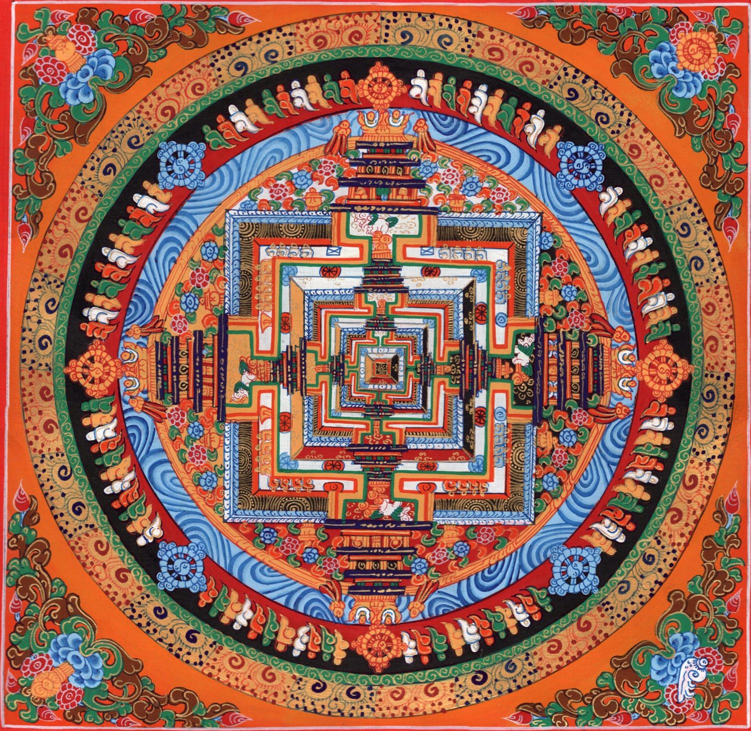 Kalachakra Mandala Painting Handmade Tibetan Thangka Buddhist Meditati 4D8