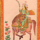 Mughal Dynasty Miniature Painting Stunning Royal Moghul Empire Equestrian Art