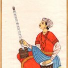 Indian Rajasthani Tanpura Tabla Musician Miniature Painting Handmade Ethnic Art