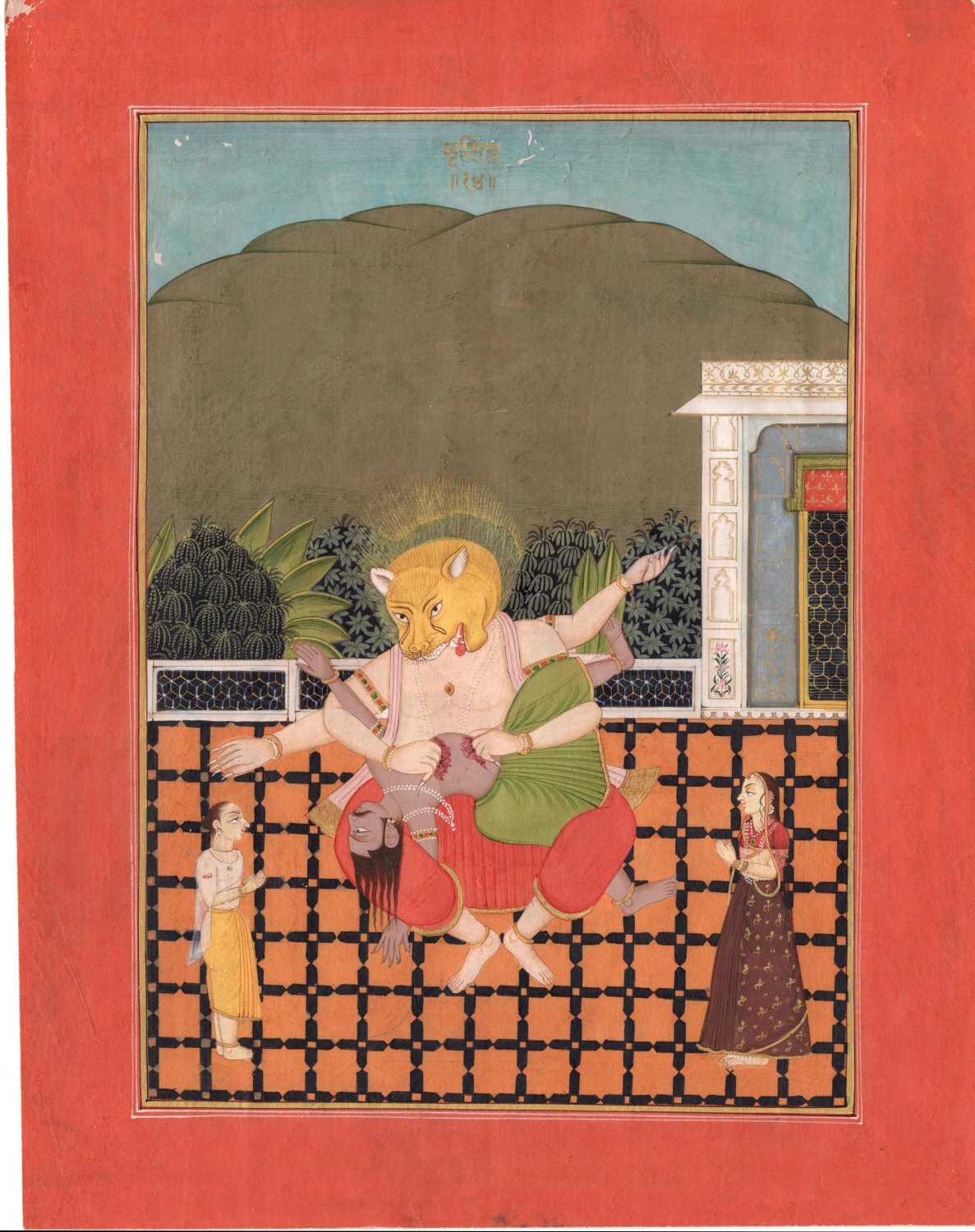 Lord Narasimha Handmade Hindu Deity Painting Indian Religion Spiritual Artwork