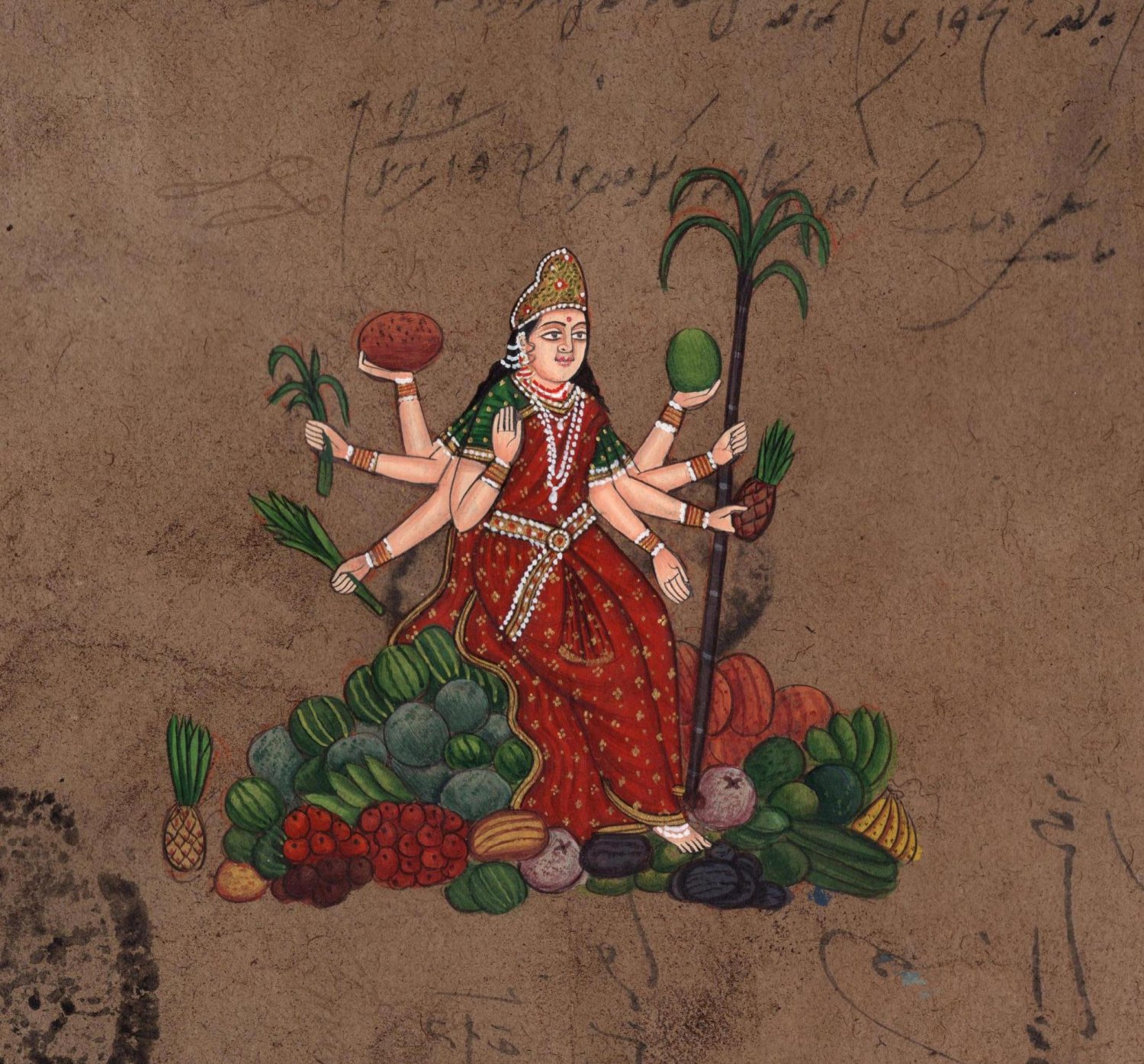 Shakambhari Hindu Goddess Handmade Painting Indian