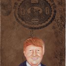 Donald Trump Art Handmade Indian Miniature Old Stamp Paper Portrait Painting