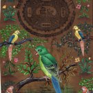 Indian Feather Parrot Art Handmade Stamp Paper Nature Bird Ethnic Decor Painting
