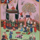 Indian Persian Shah Tahmasp Court Miniature Painting Handmade Khamsa Nizami Art