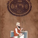 Sikh Chief Bhag Singh Ahluwalia Art Indian Miniature Punjabi Warrior Painting