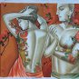 Krishna Radha Painting Indian Hindu Deity Oil Canvas Handmade Ethnic Decor Art