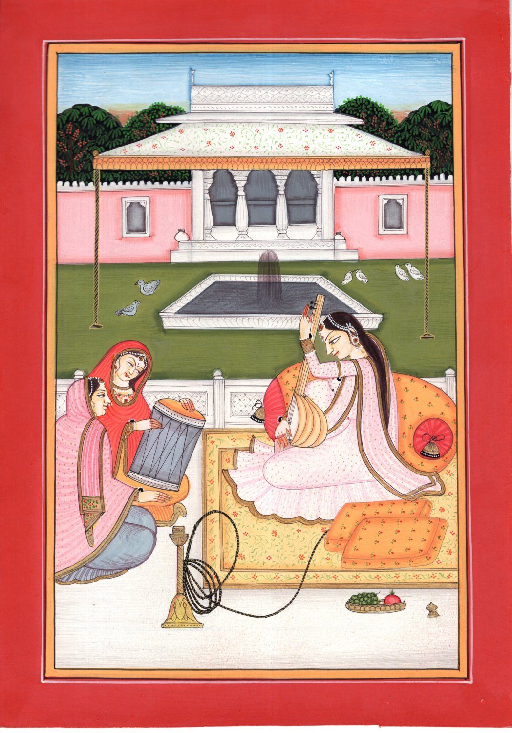 Kangra Ragini Art Handmade Indian Miniature Pahari Ragamala Ethnic Folk Painting
