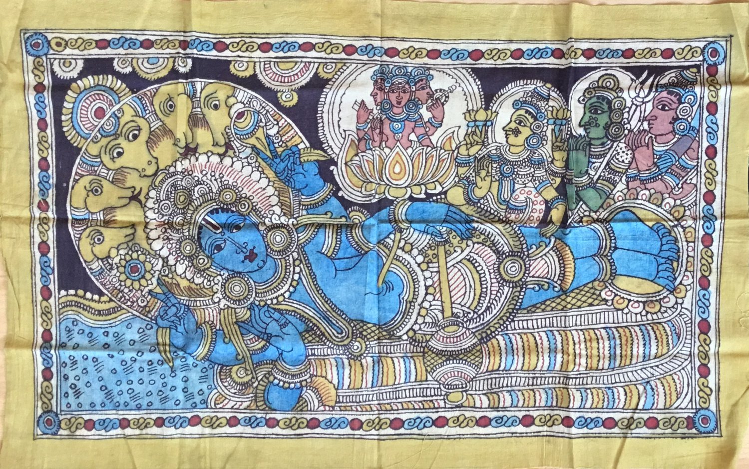 Kalamkari Deity Painting Handmade Indian Ethnic Folk Cotton Fabric Design Art