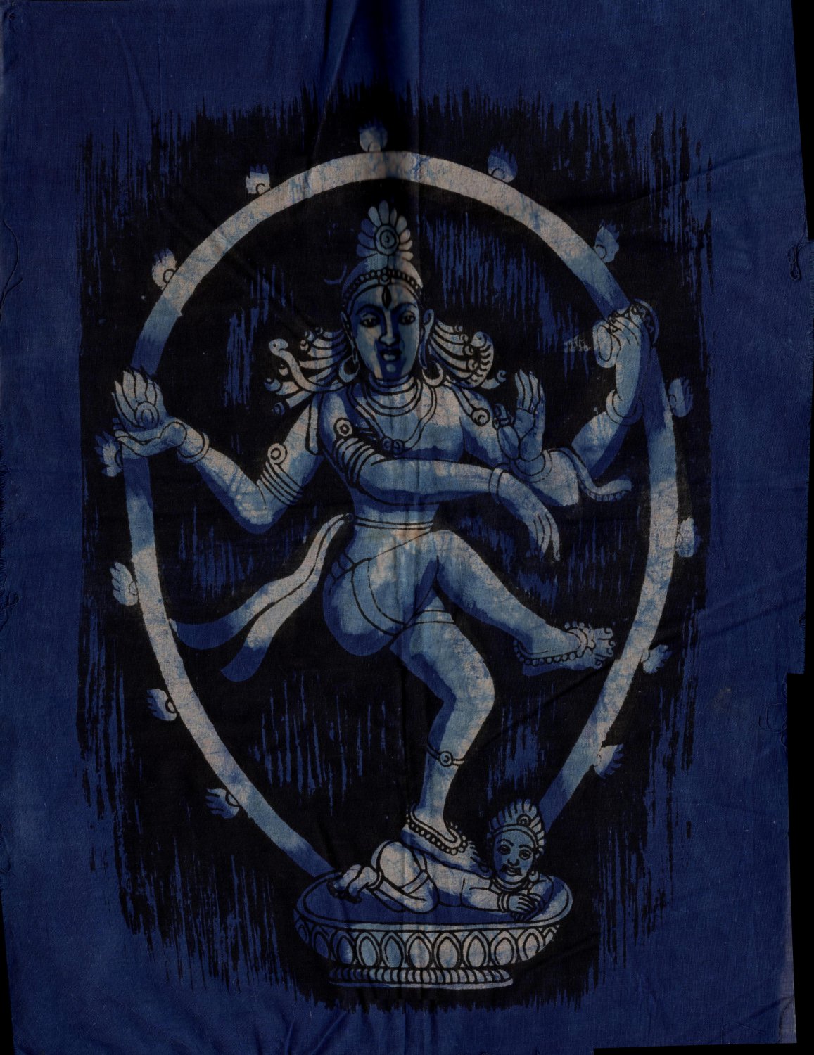 Batik Nataraja Painting Handmade Indian Hindu Deity Tribal Wall Decor Ethnic Art