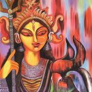 Durga Canvas Painting Handmade Indian Ethnic Hindu Goddess Spiritual Painting