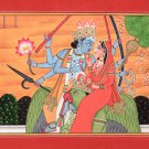 Vishnu Lakshmi Garuda Kangra Miniature Painting Handmade Indian Hindu Deity Art