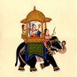 Mughal Miniature Ambabari Art Handmade Indian Emperor Elephant Ethnic Painting