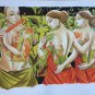 Krishna Radha Gopis Hindu Oil Canvas Art Indian Deity Handmade Ethnic Painting