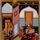Persian Miniature Manuscript Painting Rare Illuminated Islamic Folk Handmade Art