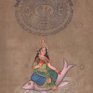 Yamuna Devi Art Handmade Spiritual Hindu Indian Goddess Decor Ethnic Painting