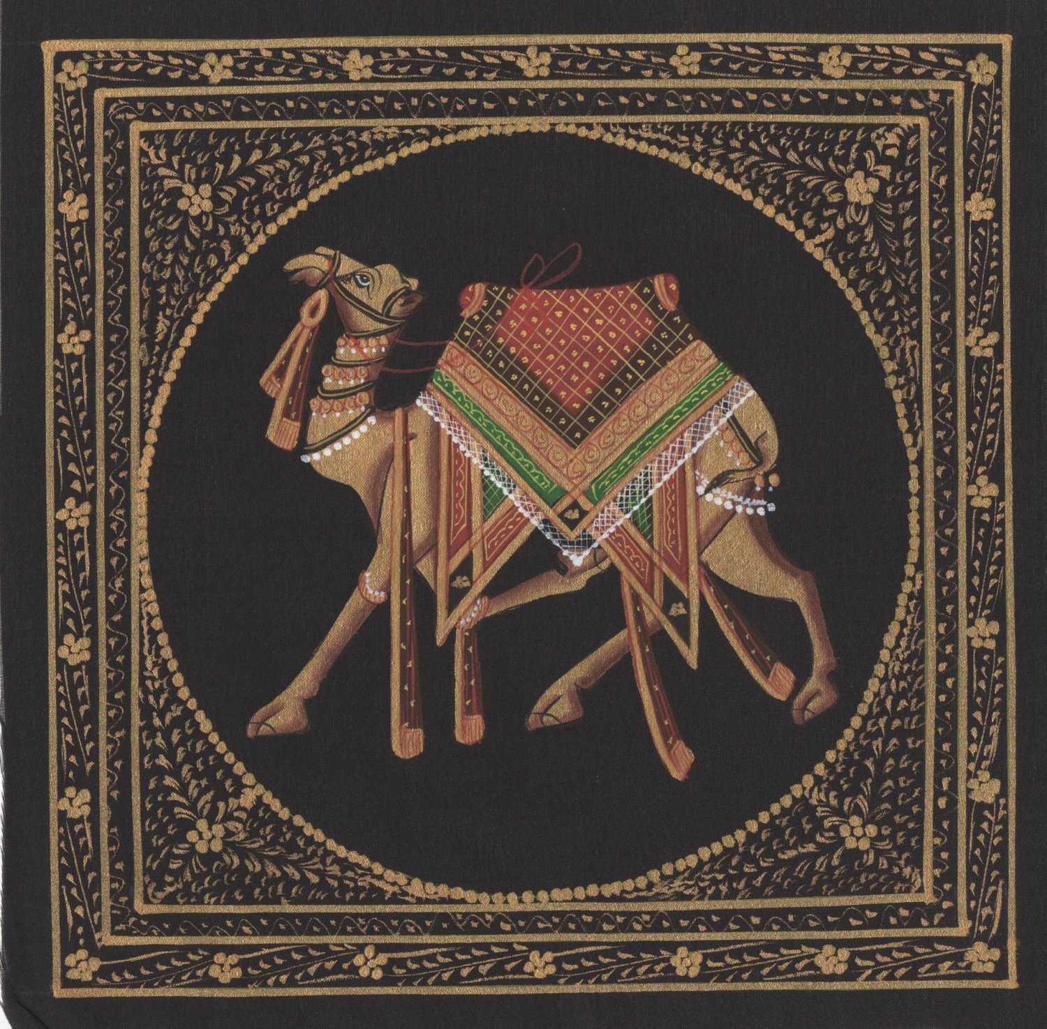 Indian Camel Ethnic Decor Art Handmade Miniature Udaipur Silk Animal Painting