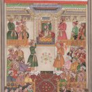 Mughal Empire Court Painting Handmade Miniature Padshahnama Ethnic Mogul Art