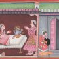 Indian Kangra Pahari Vishnu Krishna Art Handmade Hindu Deity Miniature Painting