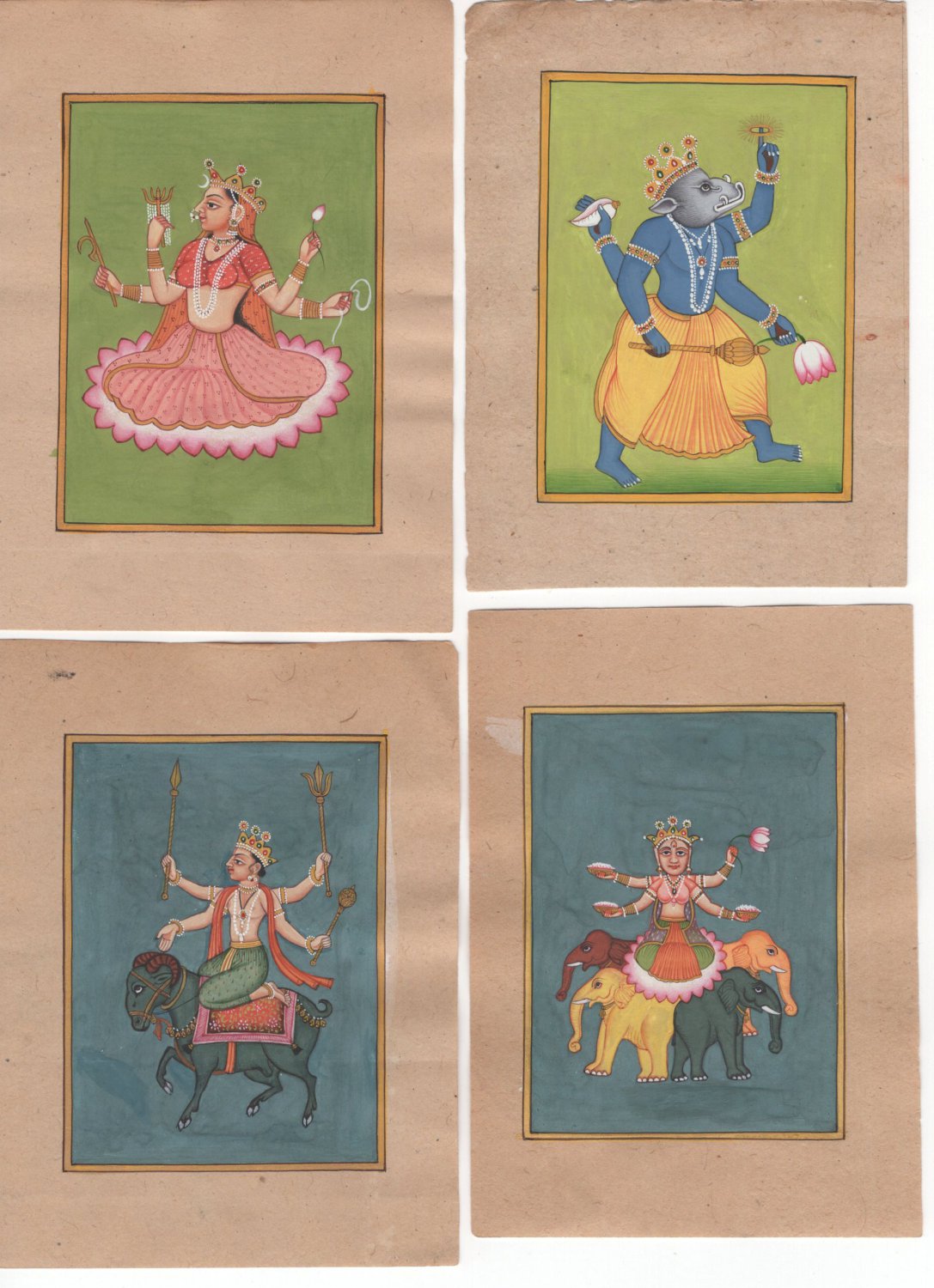 Indian Hindu Deity Painting Handmade God Goddess Collectible Miniature Holy Art