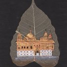 Peepal Leaf Sikh Golden Temple Painting Handmade Indian Miniature Ethnic Art