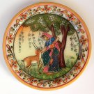 Indian Marble Plate Art Handmade Floral Todi Ragini Home Decor Stone Painting