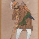 Rajasthani Miniature Portrait Painting Handmade Indian Bow Arrow Hunter Folk Art