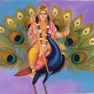 Skanda Kartikeya Murugan Peacock Painting Handmade Indian Hindu Ethnic Oil Art