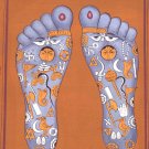 Vishnu Pada Footprint Foot Tantrik Tantric Painting Indian Hindu Handmade Art