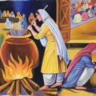 Mata Khivi Langar Sikh Handmade Miniature Art Sikhism Punjab Ethnic Oil Painting