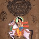 Kalki Tenth Vishnu Avatar Painting Handmade Stamp Paper Indian Hindu Deity Art