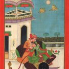Mogul Indian Miniature Painting Handmade Watercolor Mughal Empire Harem Folk Art