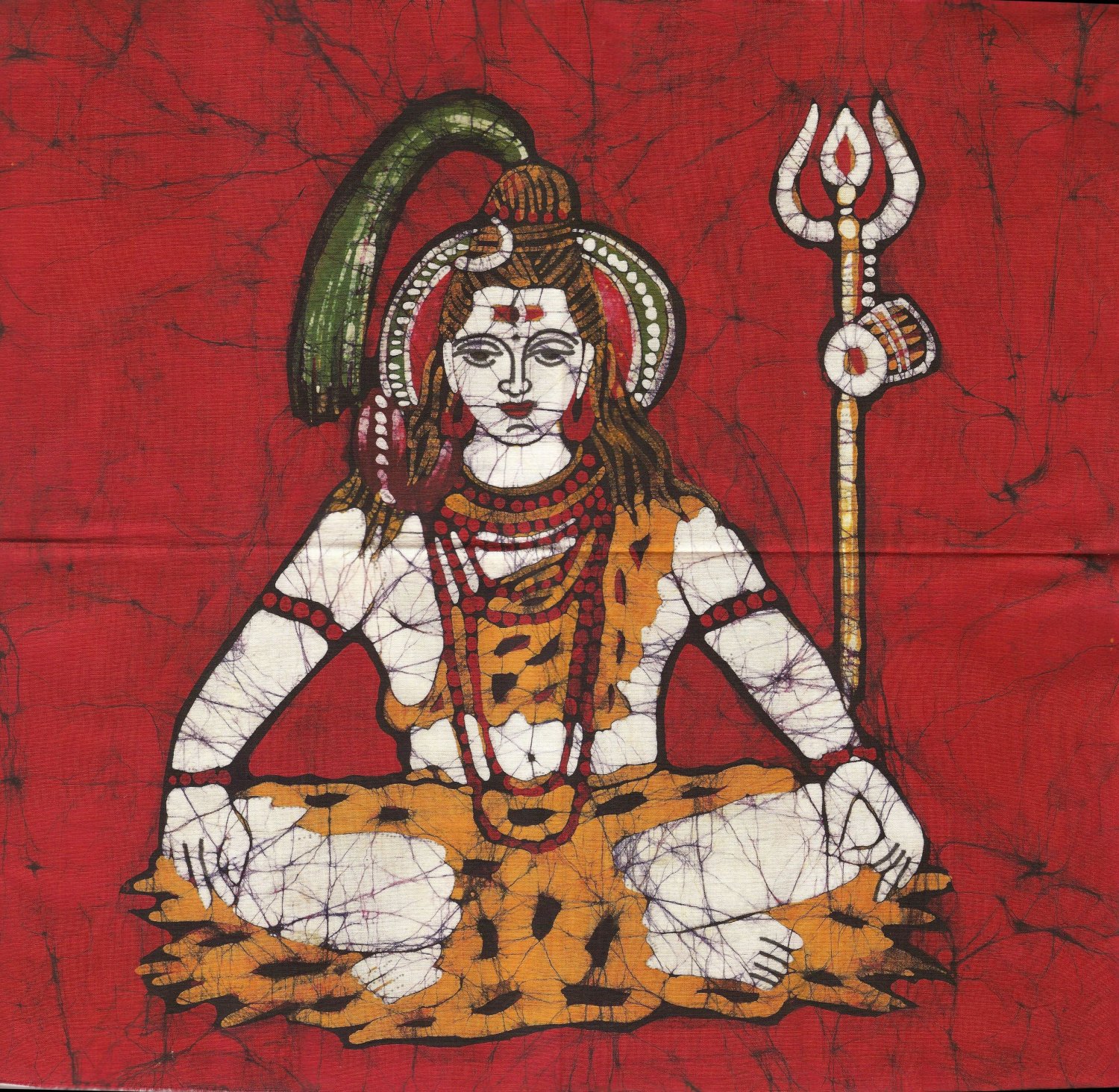 Batik Shiva Handmade Painting Indian Hindu Deity Tribal Wall Decor Ethnic Art