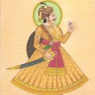 Maharaja Royal Portrait Painting Handmade Indian Miniature Rajasthani Ethnic Art