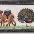 Indian Miniature Painting Handmade Horse Elephant Tiger Camel Bull Peacock Art