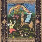 Persian Indian Miniature Art Handmade Rare Shah Dragon Hunt Mughal Folk Painting